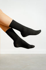 Long Black Glitter Socks