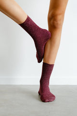 Long Wine Glitter Socks