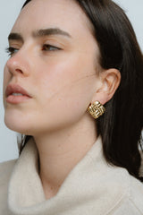 Quilted Earrings - Gold