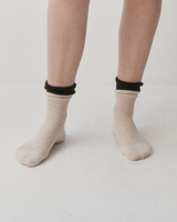 Ruffle socks - Oatmeal/Brown