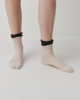 Ruffle socks - Oatmeal/Brown