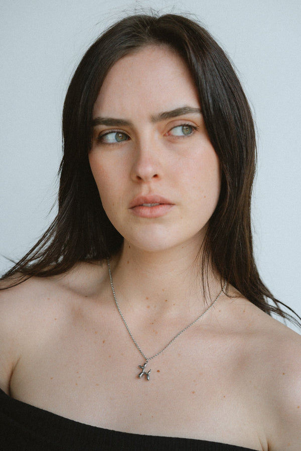 Balloon Dog Necklace - Silver