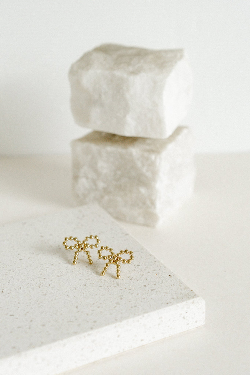 Bubble Bow Earrings - Gold