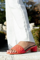 Cleo Heel - Red Weave - Premium Low Heels from Chaos & Harmony - Just $299! Shop now at Chaos & Harmony