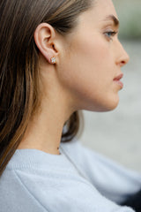 Clover Studs- Diamante/Gold