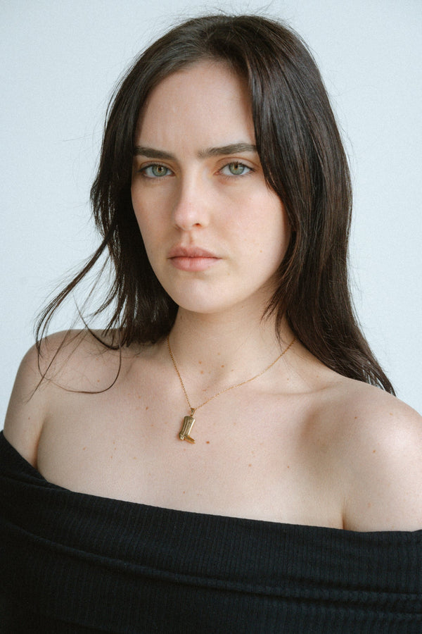 Cowboy Boot Necklace - Gold