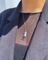 Cowboy Boot Necklace - Silver
