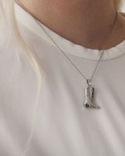 Cowboy Boot Necklace - Silver