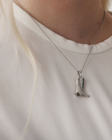 Cowboy Boot Necklace - Silver