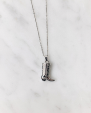 Cowboy Boot Necklace - Silver