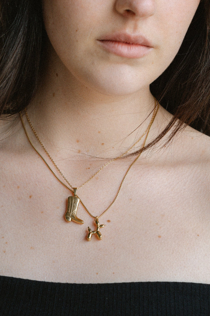 Cowboy Boot Necklace - Gold