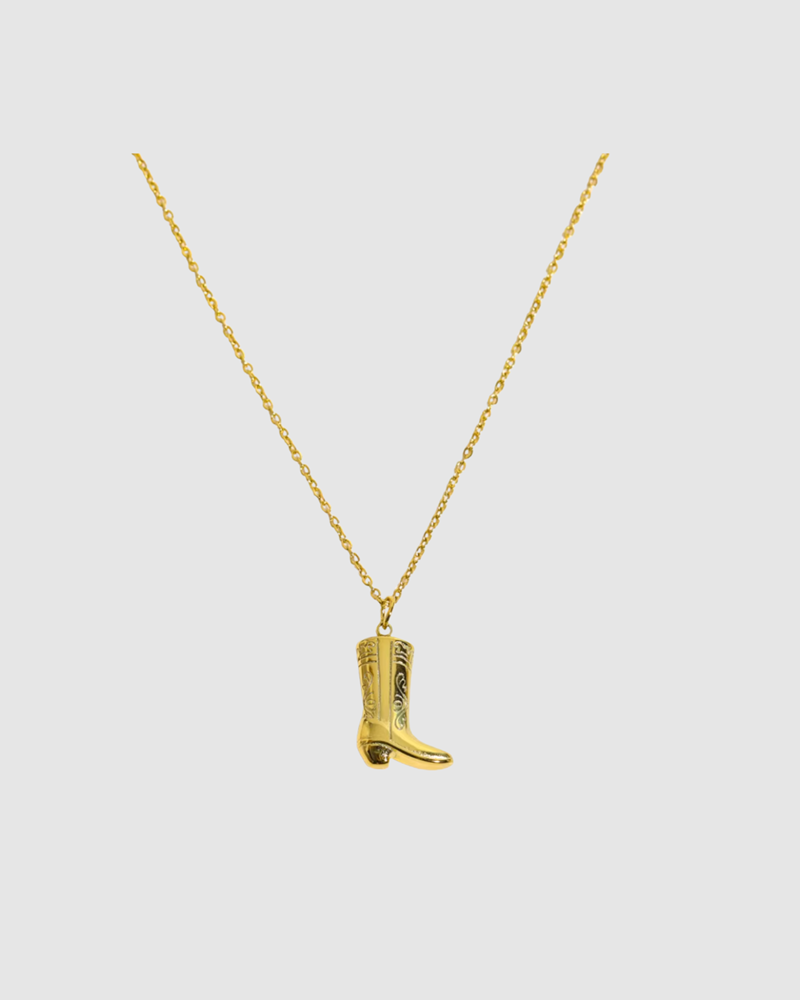 Cowboy Boot Necklace - Gold
