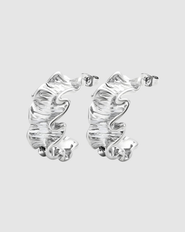 Crinkle Earrings - Silver