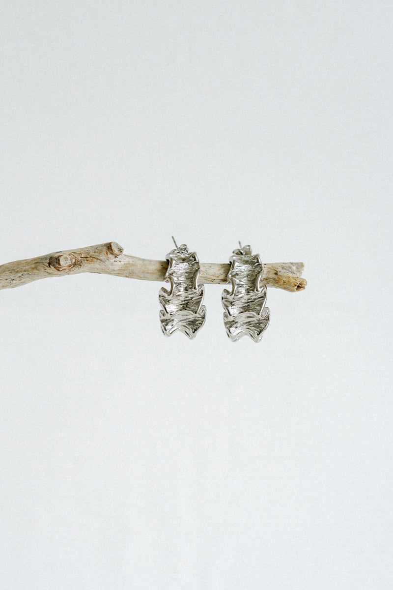 Crinkle Earrings - Silver