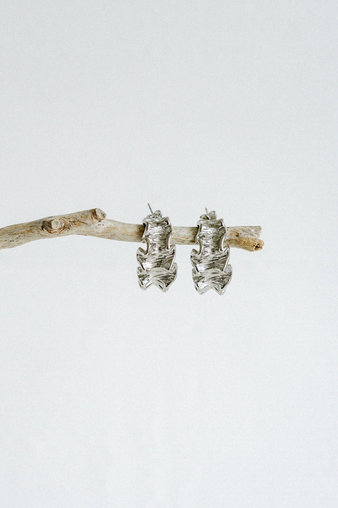 Crinkle Earrings - Silver