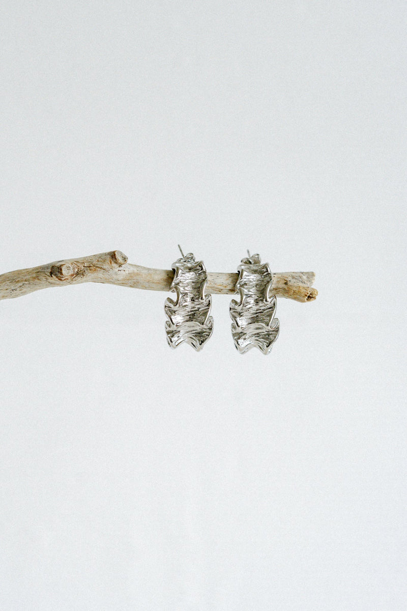 Crinkle Earrings - Silver
