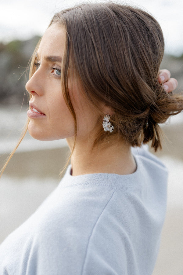 Crinkle Earrings - Silver