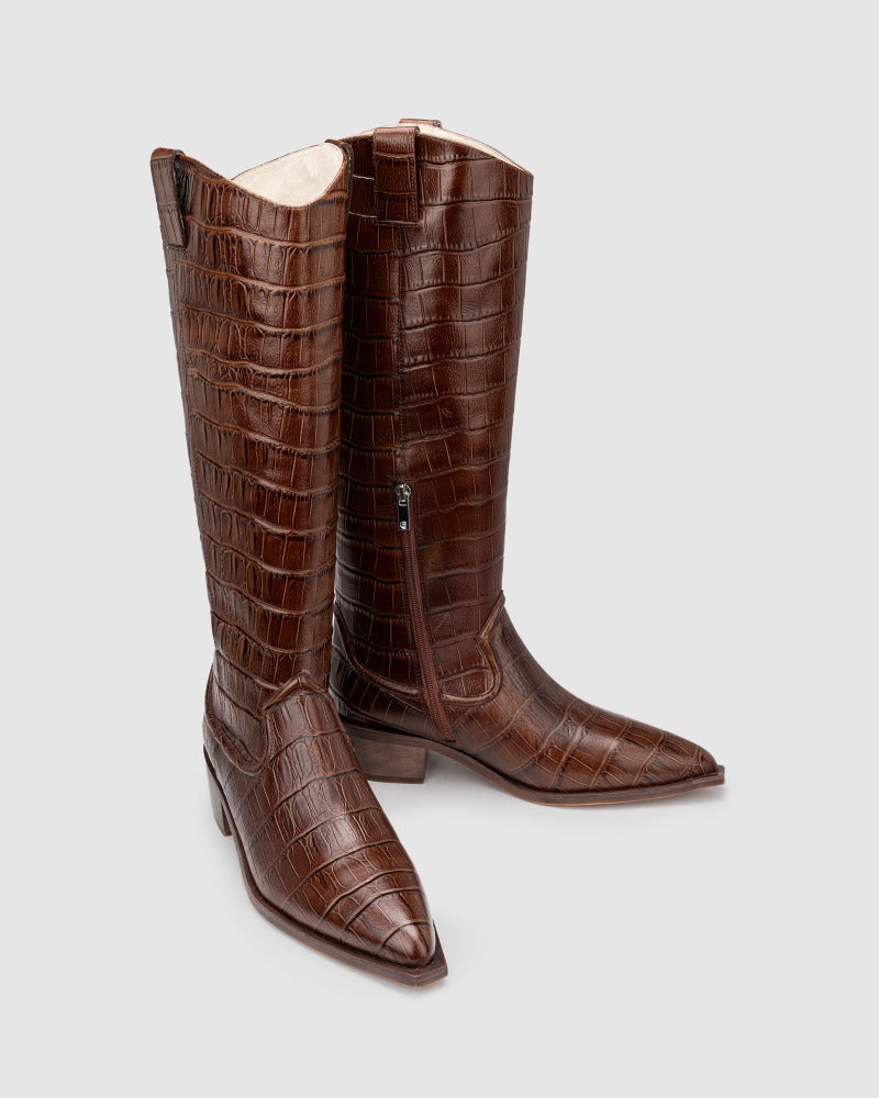 Ember Boot - Tan Croc - Premium Boot from Chaos & Harmony - Just $559! Shop now at Chaos & Harmony