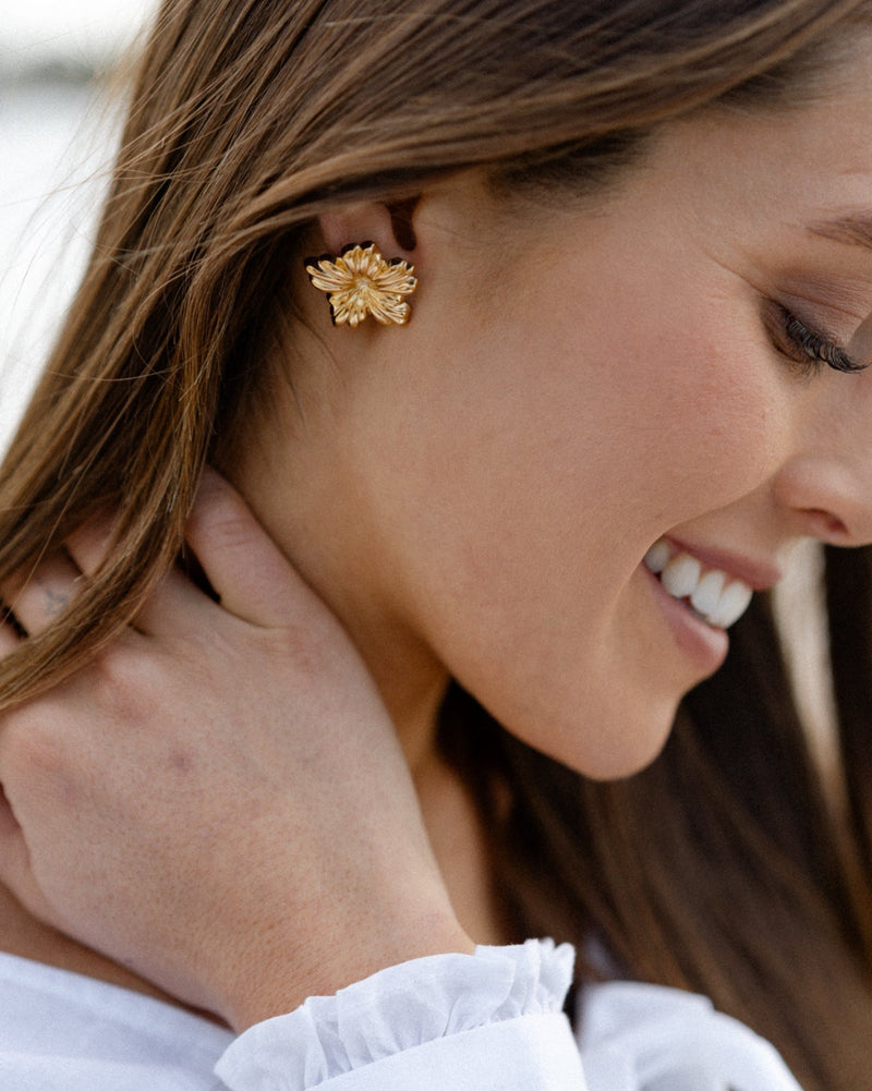 Flower Earrings -  Gold