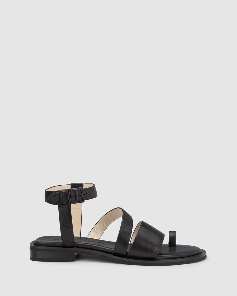 Juno Sandal - Black - Premium Low Heels from Chaos & Harmony - Just $329! Shop now at Chaos & Harmony