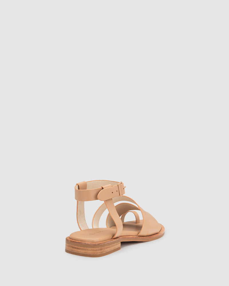 Juno Sandal - Camel - Premium Low Heels from Chaos & Harmony - Just $329! Shop now at Chaos & Harmony