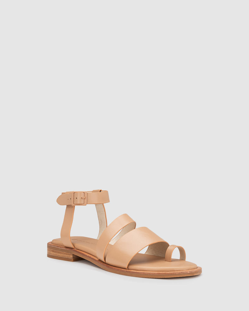 Juno Sandal - Camel - Premium Low Heels from Chaos & Harmony - Just $329! Shop now at Chaos & Harmony