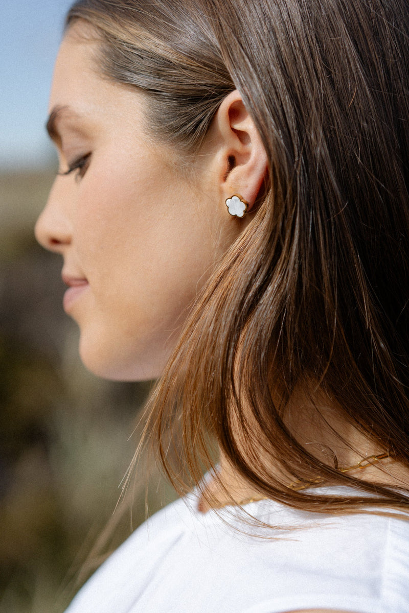 Poppy Studs- Pearl