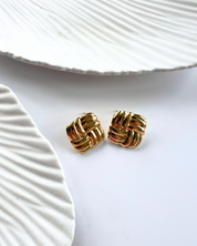Quilted Earrings - Gold