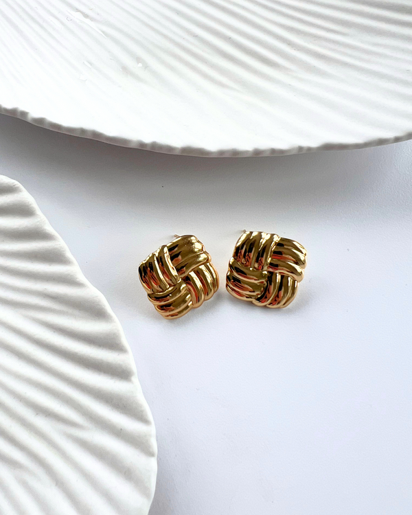 Quilted Earrings - Gold