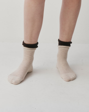 Ruffle socks - Oatmeal/Brown