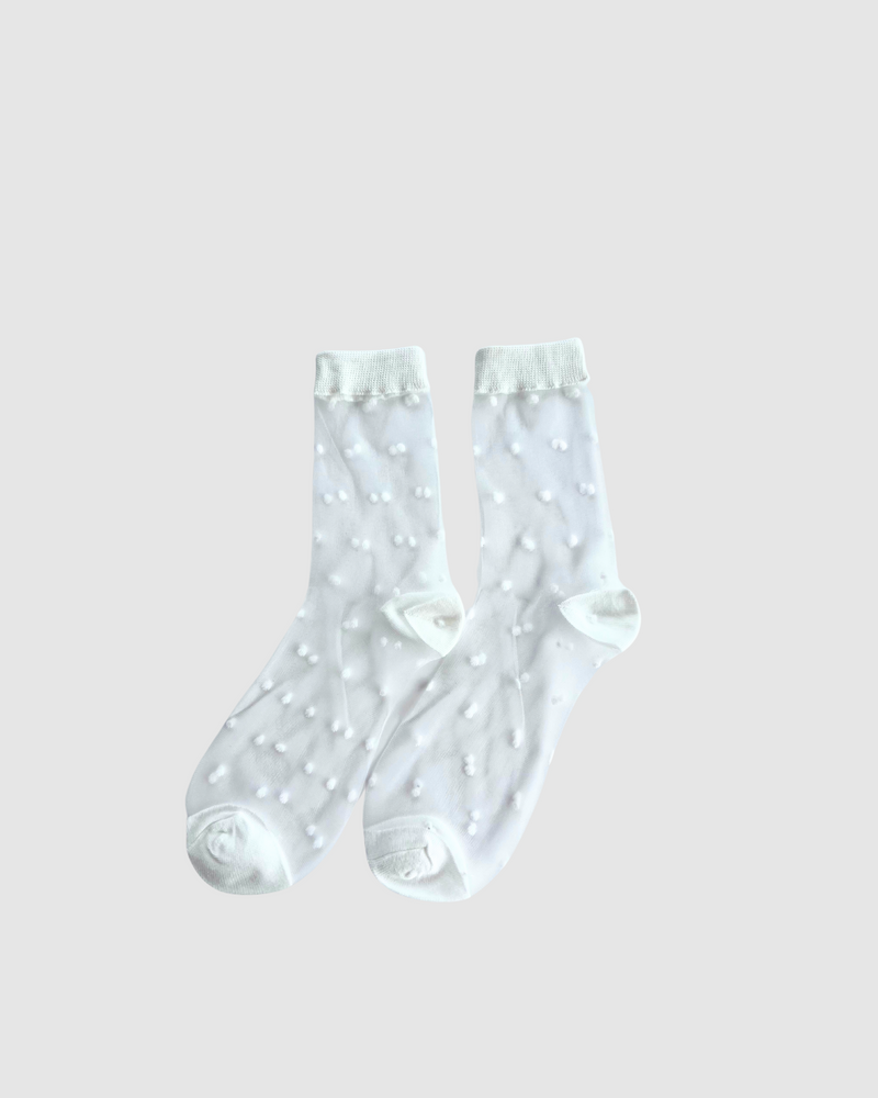 Sheer Socks - White Polka Dot