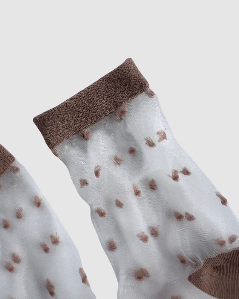 Sheer Socks - Taupe Polka Dot