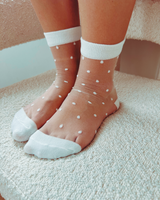 Sheer Socks - White Polka Dot