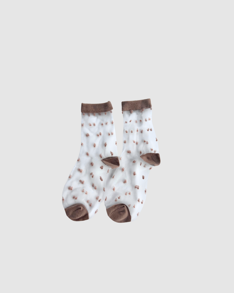 Sheer Socks - Taupe Polka Dot