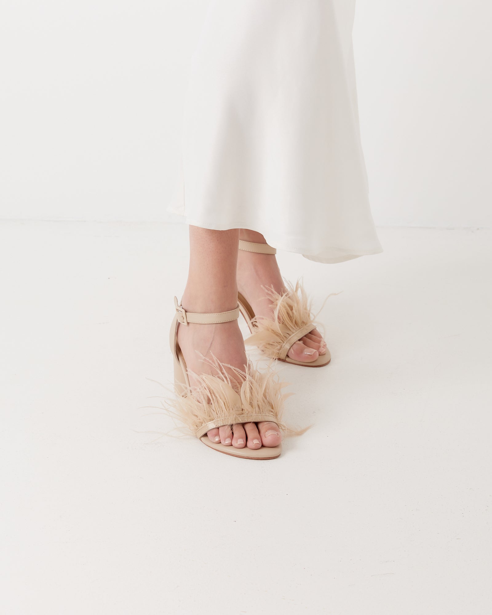 Chichi Heel - Honey Feather - Premium Heel from Chaos & Harmony Bridal - Just $349! Shop now at Chaos & Harmony
