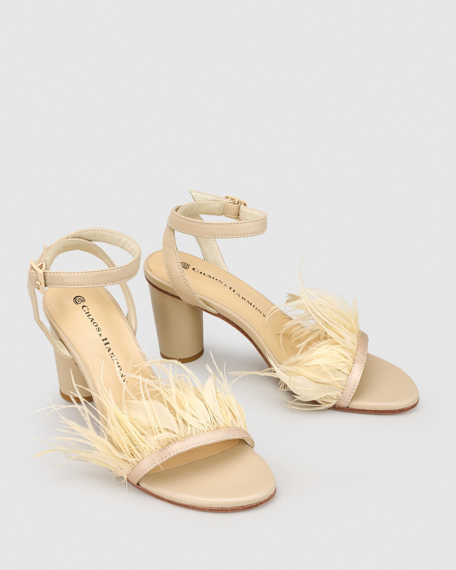 Chichi Heel - Honey Feather - Premium Heel from Chaos & Harmony Bridal - Just $349! Shop now at Chaos & Harmony