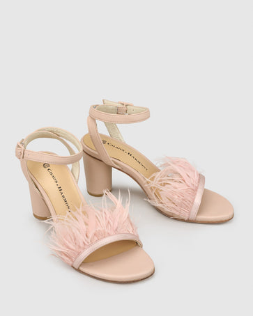 Chichi Heel - Pink Feather - Premium Heel from Chaos & Harmony Bridal - Just $349! Shop now at Chaos & Harmony