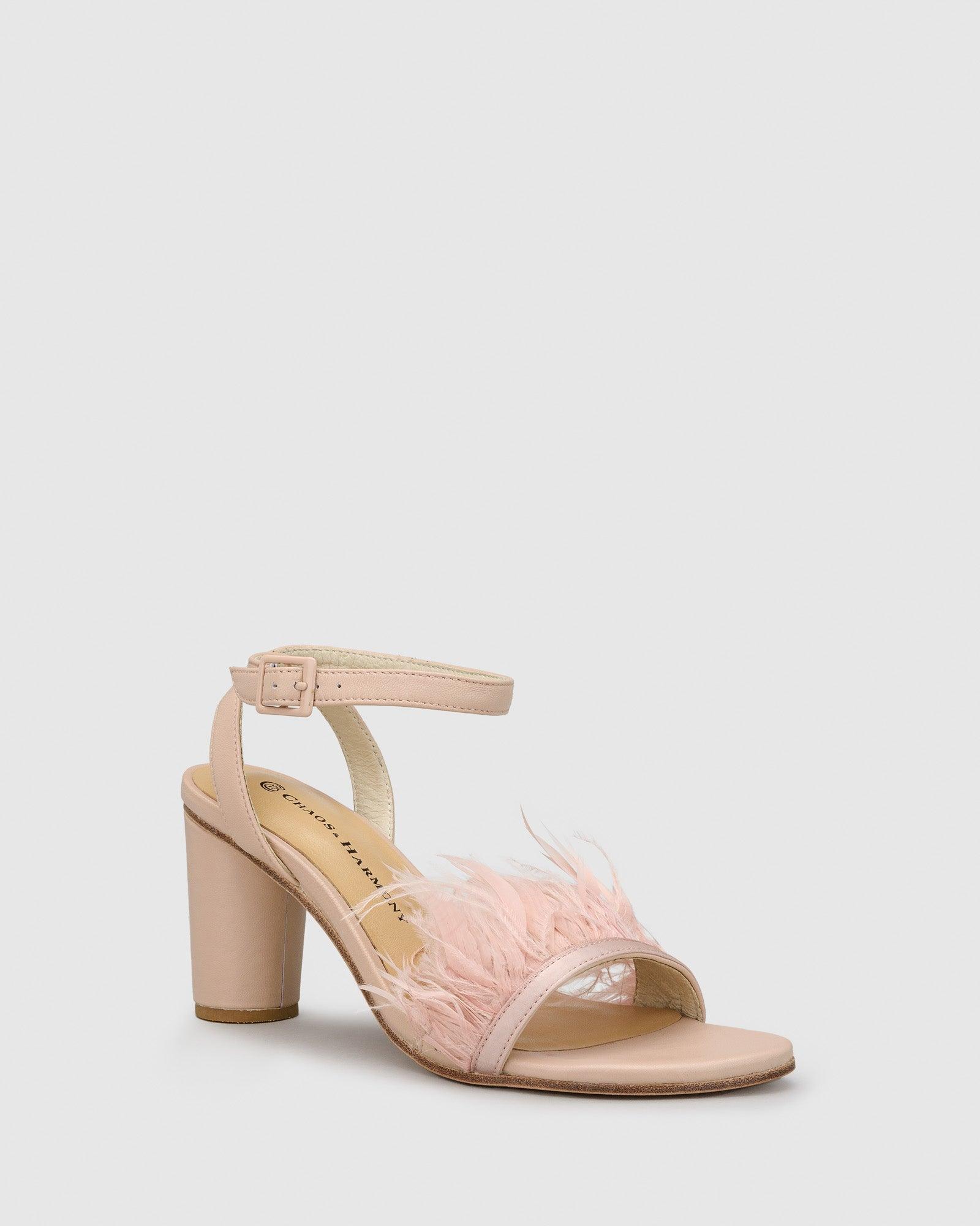 Chichi Heel - Pink Feather - Premium Heel from Chaos & Harmony Bridal - Just $349! Shop now at Chaos & Harmony