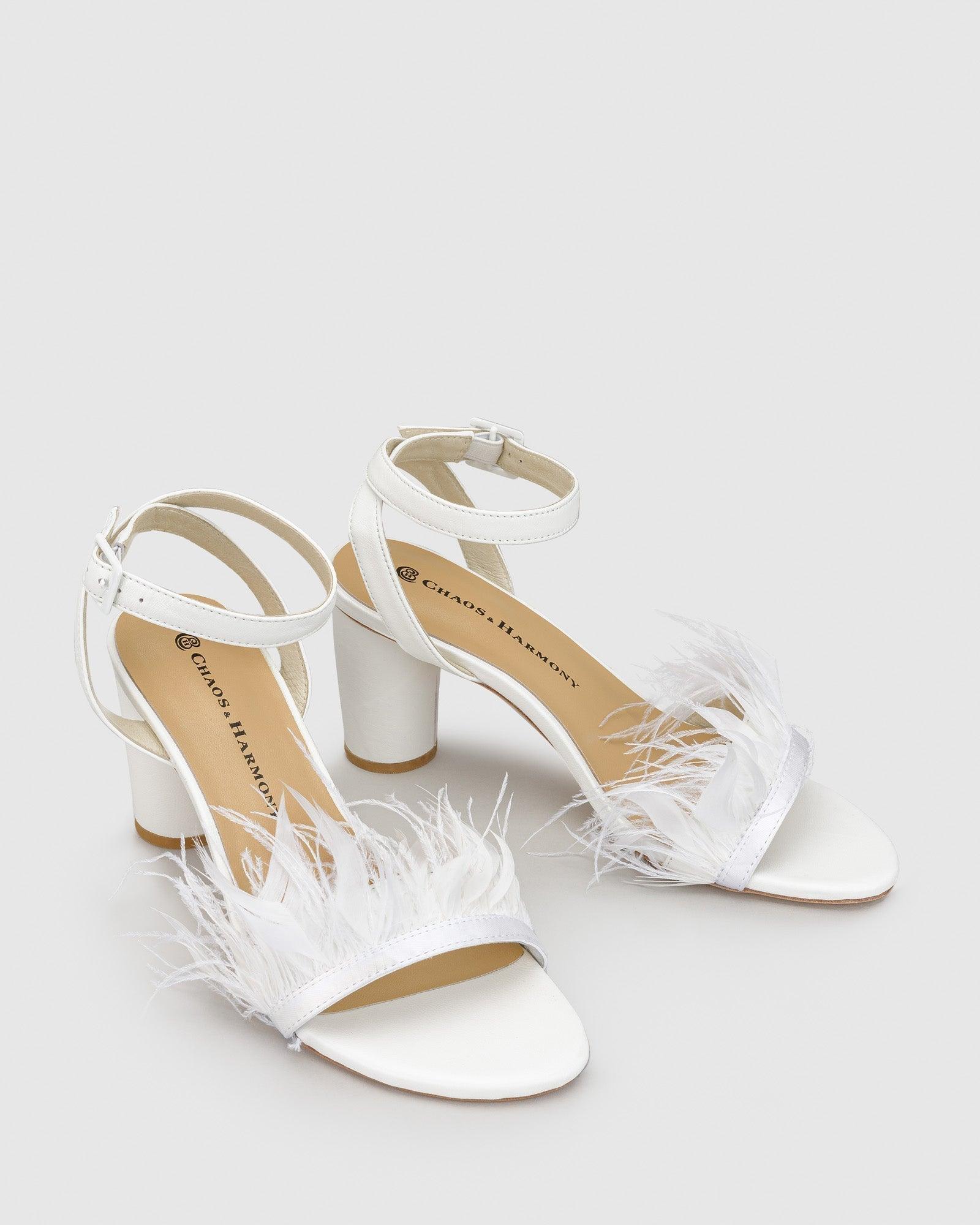 Chichi Heel - Snow Feather - Premium Heel from Chaos & Harmony Bridal - Just $349! Shop now at Chaos & Harmony