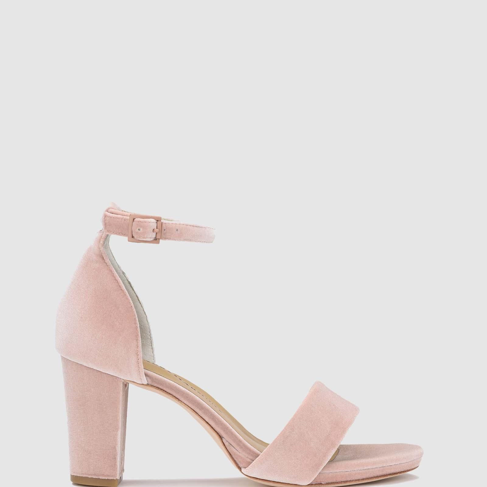 Evermore Heel - Blush Velvet - Premium Mid heel from Chaos & Harmony Bridal - Just $299! Shop now at Chaos & Harmony