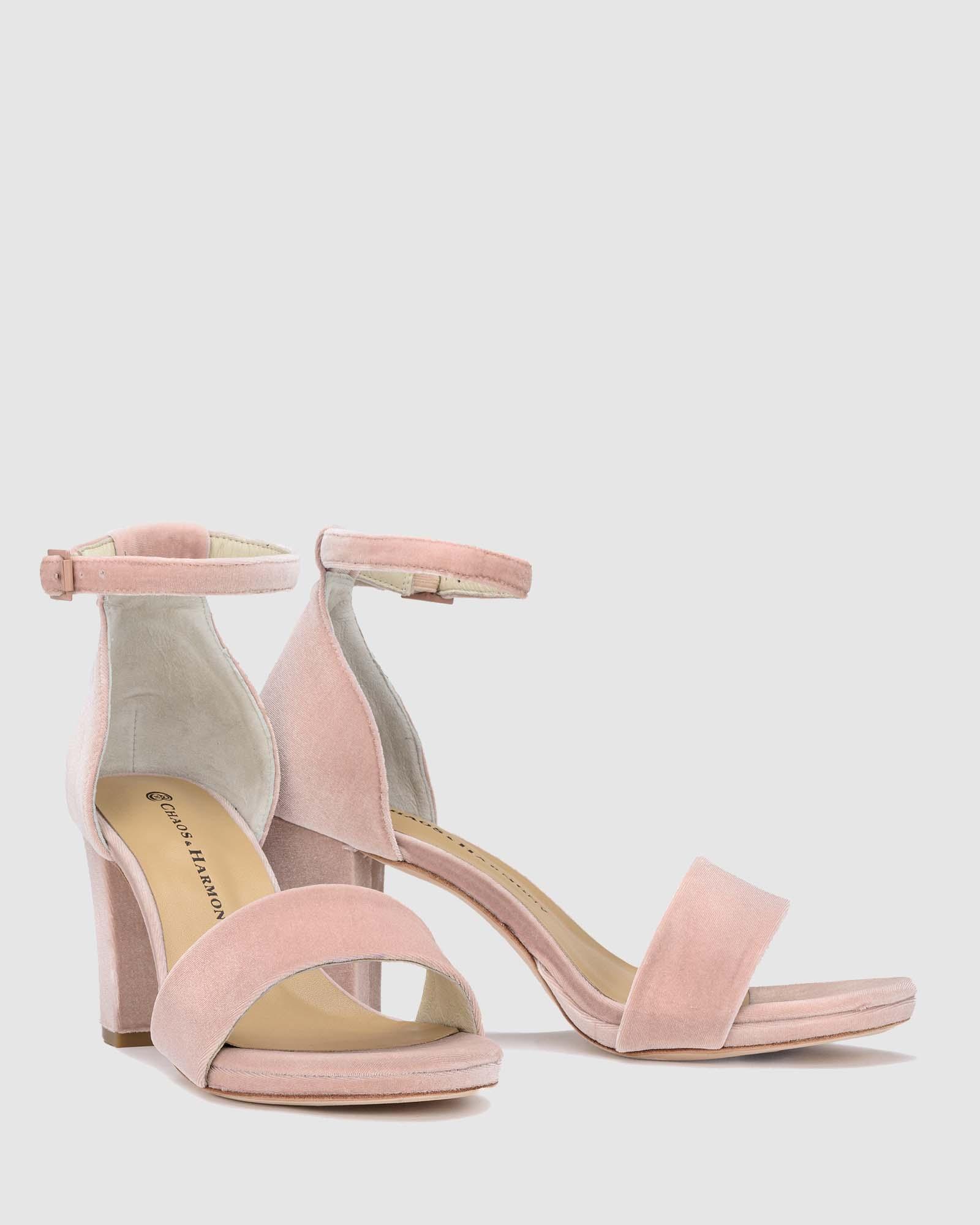 Evermore Heel - Blush Velvet - Premium Mid heel from Chaos & Harmony Bridal - Just $299! Shop now at Chaos & Harmony